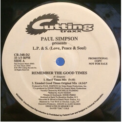Paul Simpson / L.P. & S. Remember The Good Times Vinyl 12" USED