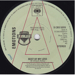 The Emotions Best Of My Love Vinyl 7" USED