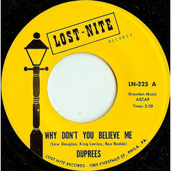 The Duprees Why Don't You Believe Me Vinyl 7" USED
