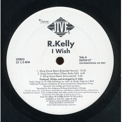 R. Kelly I Wish (Dance Mixes) USED VINYL 12INCH 33 S RPM PROMO
