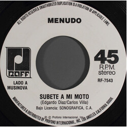Menudo Subete A Mi Moto Vinyl 7" USED