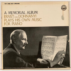 Ernst von Dohnányi A Memorial Album: Ernst Von Dohnanyi Plays His Own Music For Piano Vinyl LP USED