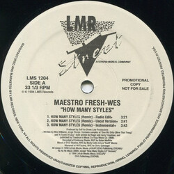 Maestro Fresh-Wes How Many Styles USED VINYL 12INCH 33 S RPM PROMO