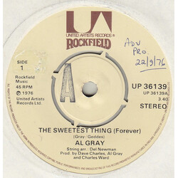 Al Gray The Sweetest Thing (Forever) Vinyl 7" USED