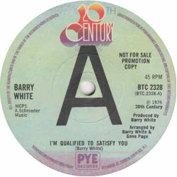 Barry White I'm Qualified To Satisfy You Vinyl 7" USED