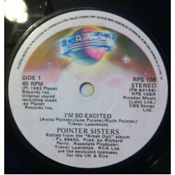 Pointer Sisters I'm So Excited Vinyl 7" USED