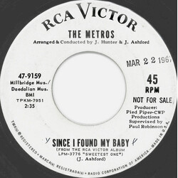 The Metros Since I Found My Baby Vinyl 7" USED
