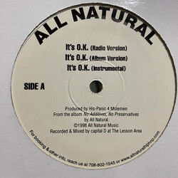 All Natural It's O.K. USED VINYL 12INCH 33 S RPM