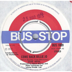 Steve Royal Come Back Billie Jo Vinyl 7" USED