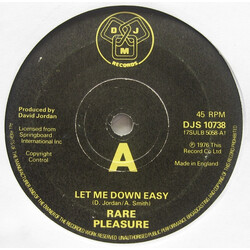 Rare Pleasure Let Me Down Easy Vinyl 7" USED
