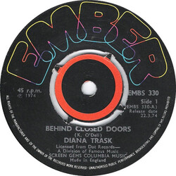 Diana Trask Behind Closed Doors Vinyl 7" USED