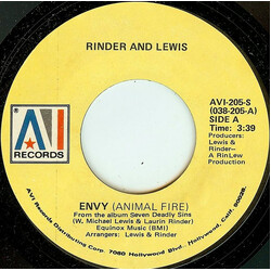 Rinder & Lewis Envy (Animal Fire) Vinyl 7" USED