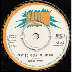 Derrick Harriott Why Do Fools Fall In Love Vinyl 7" USED