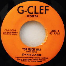 Johnny Clarke Too Much War Vinyl 7" USED