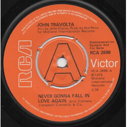 John Travolta Never Gonna Fall In Love Again / Razzamatazz Vinyl 7" USED