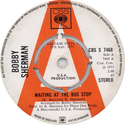 Bobby Sherman Waiting At The Bus Stop / Run Away Vinyl 7" USED