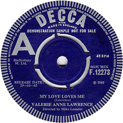 Valerie Anne Lawrence My Love Loves Me Vinyl 7" USED