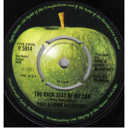 Paul & Linda McCartney The Back Seat Of My Car Vinyl 7" USED