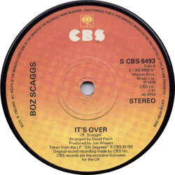 Boz Scaggs It's Over Vinyl 7" USED