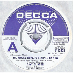 Davy Clinton You Would Think I'd Learned By Now Vinyl 7" USED