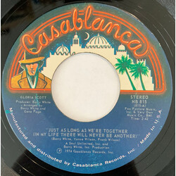 Gloria Scott Just As Long As We're Together (In My Life There Will Never Be Another) Vinyl 7" USED