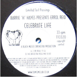 Barrie Hayes / Errol Reid Celebrate Life Vinyl 12" USED