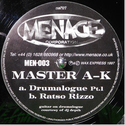 Master A-K Drumalogue Pt. 1 / Ratso Rizzo Vinyl 12" USED
