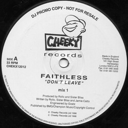 Faithless Don't Leave Vinyl 12" USED