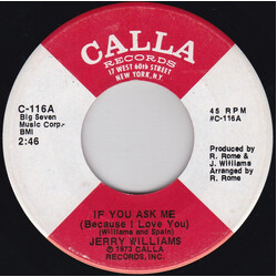 Jerry Williams Jr. If You Ask Me (Because I Love You) Vinyl 7" USED