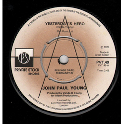 John Paul Young Yesterday's Hero Vinyl 7" USED