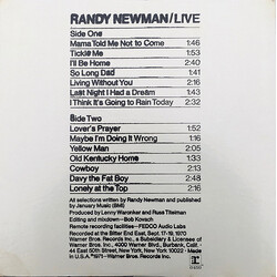 Randy Newman Live Vinyl LP USED