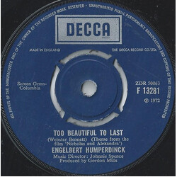 Engelbert Humperdinck Too Beautiful To Last USED VINYL 7INCH SINGLE 45 RPM