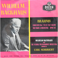 Wilhelm Backhaus / Wiener Philharmoniker / Carl Schuricht / Johannes Brahms Concerto No. 2 In B Flat Major For Piano And Orchestra - Opus 83 Vinyl LP 