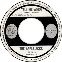 The Applejacks Tell Me When / Baby Jane Vinyl 7" USED