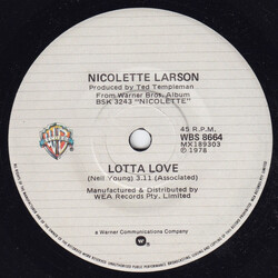 Nicolette Larson Lotta Love Vinyl 7" USED