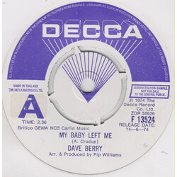 Dave Berry My Baby Left Me Vinyl 7" USED