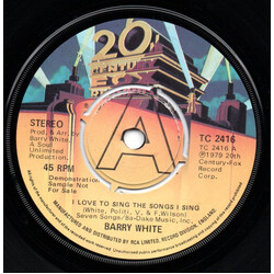 Barry White I Love To Sing The Songs I Sing / Oh Me, Oh My (I'm Such A Lucky Guy) Vinyl 7" USED