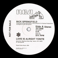 Rick Springfield Love Is Alright Tonite / Everybody's Girl Vinyl 12" USED