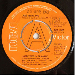 José Feliciano Hard Times In El Barrio Vinyl 7" USED