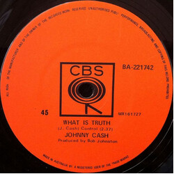 Johnny Cash What Is Truth / Sing A Traveling Song Vinyl 7" USED