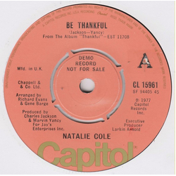Natalie Cole Be Thankful Vinyl 7" USED
