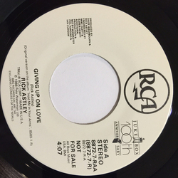 Rick Astley Giving Up On Love Vinyl 7" USED