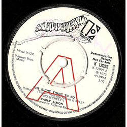 Carly Simon The Right Thing To Do Vinyl 7" USED