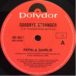 Pepsi & Shirlie Goodbye Stranger / Dreaming Vinyl 7" USED