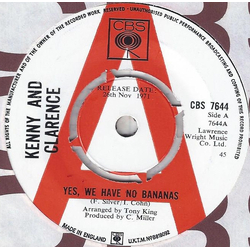 Kenny And Clarence / Kenny And Danny Yes, We Have No Bananas / Sugar And Spice Vinyl 7" USED