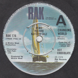 Hot Chocolate Changing World Vinyl 7" USED