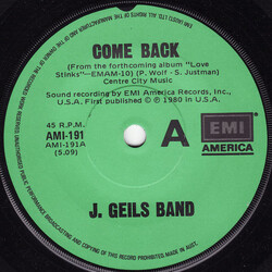 The J. Geils Band Come Back Vinyl 7" USED