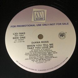 Diana Ross When You Tell Me That You Love Me Vinyl 12" USED