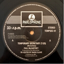 Paul McCartney Temporary Secretary Vinyl 12" USED