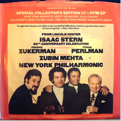 Isaac Stern Special Collector's Record Commemorating The Isaac Stern Anniversary Gala From Lincoln Center Vinyl 7" USED